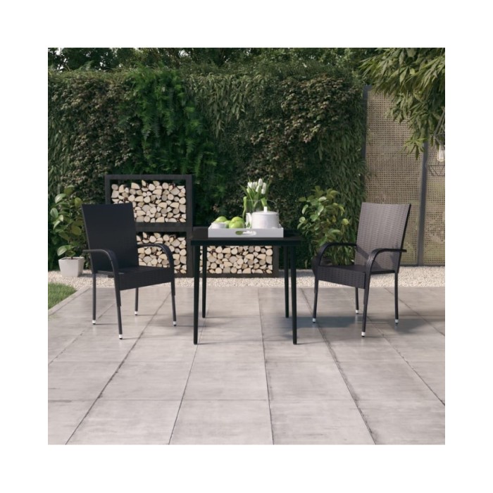 Ensemble de salle à manger de jardin 3 pcs Noir