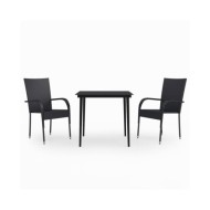Ensemble de salle à manger de jardin 3 pcs Noir
