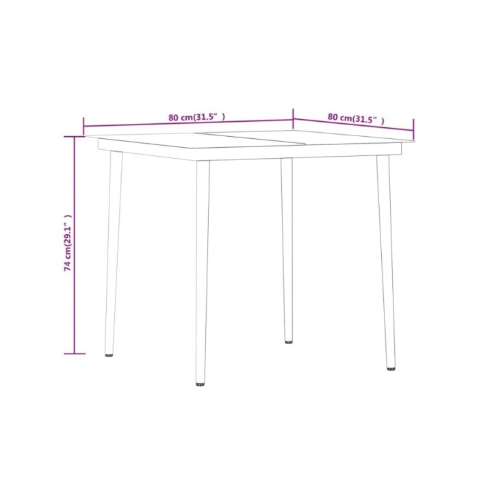 Ensemble de salle à manger de jardin 3 pcs Noir