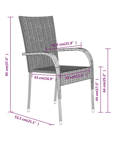 Ensemble de salle à manger de jardin 7 pcs Marron et noir