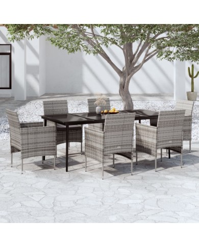Ensemble de salle à manger de jardin 7 pcs Marron et noir