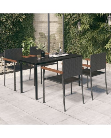 Ensemble de salle à manger de jardin 5 pcs Noir