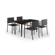 Ensemble de salle à manger de jardin 5 pcs Noir