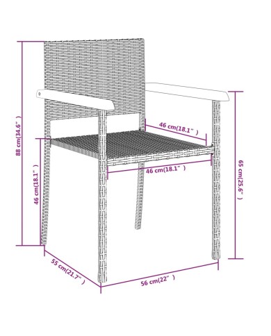 Ensemble de salle à manger de jardin 5 pcs Noir