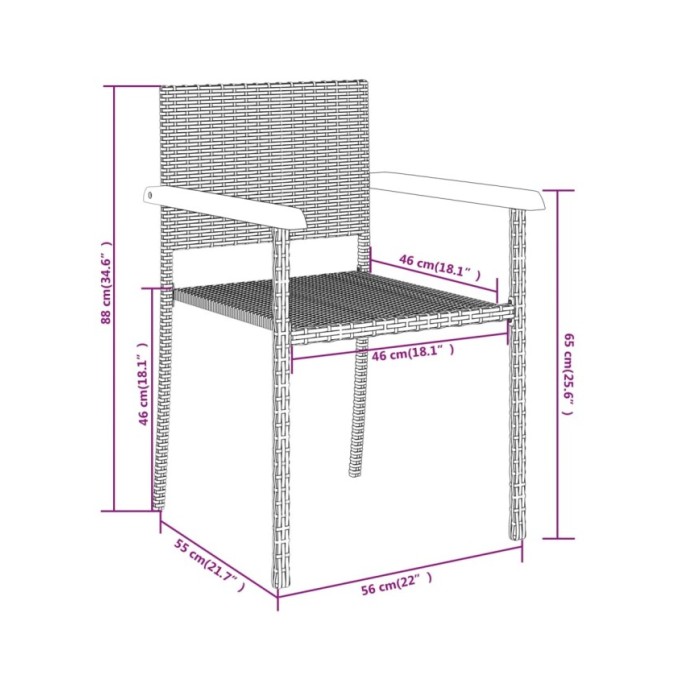 Ensemble de salle à manger de jardin 5 pcs Noir