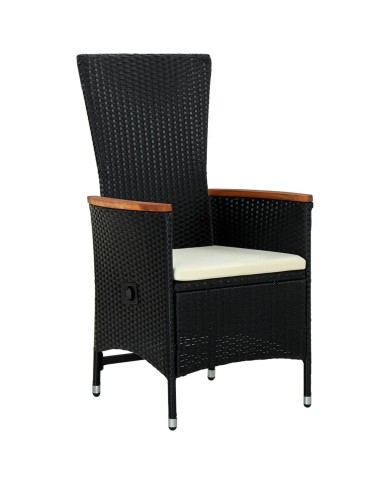 Mobilier de salle à manger de jardin avec coussins 5 pcs Noir