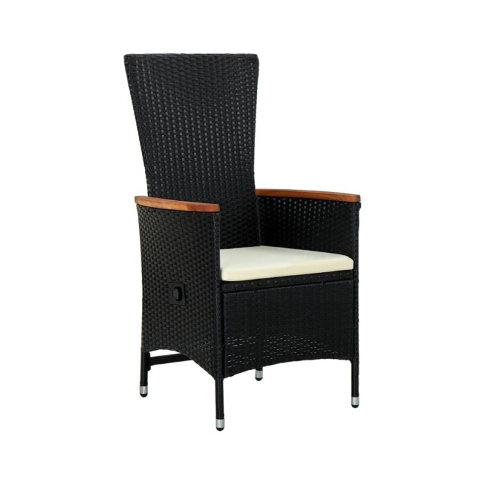 Mobilier de salle à manger de jardin avec coussins 5 pcs Noir