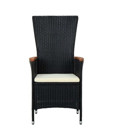 Mobilier de salle à manger de jardin avec coussins 5 pcs Noir