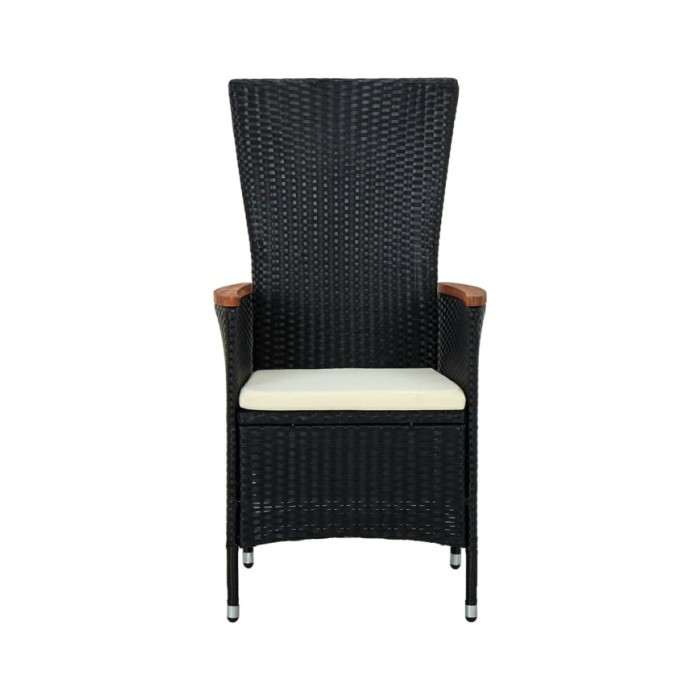 Mobilier de salle à manger de jardin avec coussins 5 pcs Noir