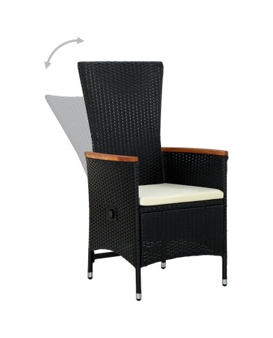 Mobilier de salle à manger de jardin avec coussins 5 pcs Noir