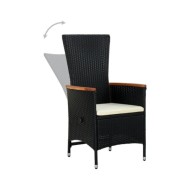 Mobilier de salle à manger de jardin avec coussins 5 pcs Noir