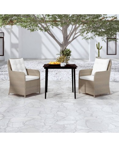 Ensemble de salle à manger de jardin 3 pcs Marron