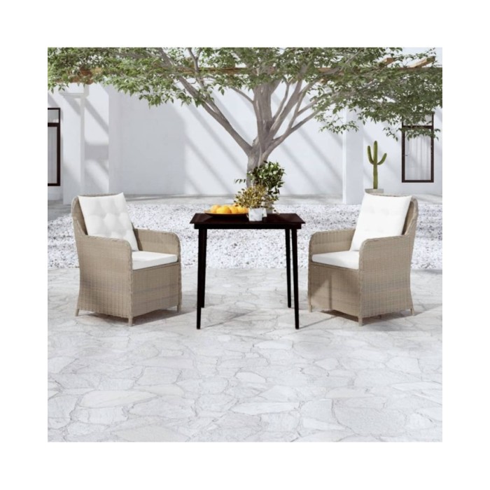 Ensemble de salle à manger de jardin 3 pcs Marron