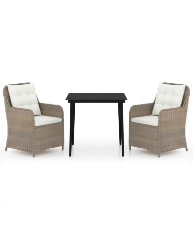 Ensemble de salle à manger de jardin 3 pcs Marron