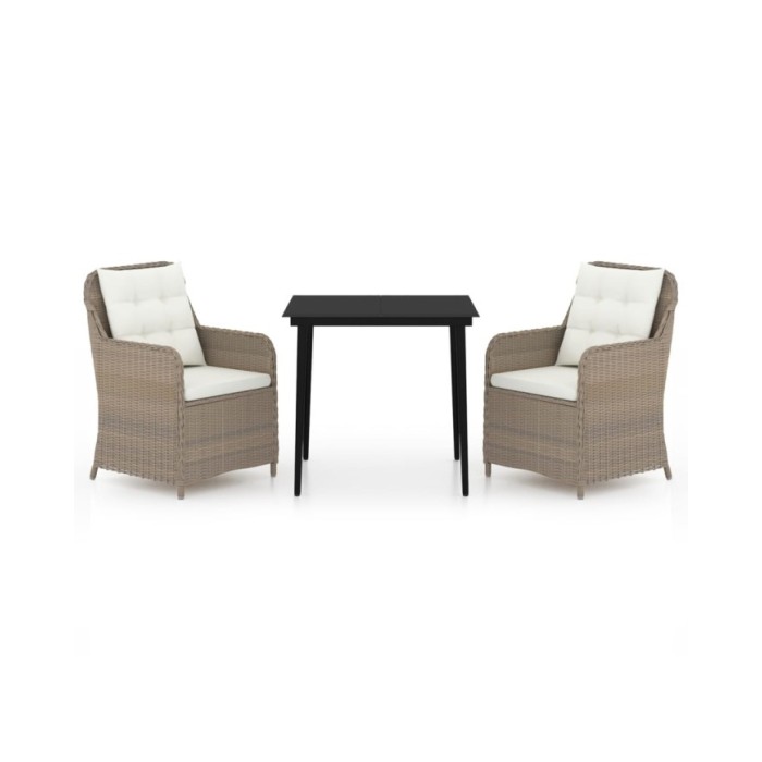 Ensemble de salle à manger de jardin 3 pcs Marron