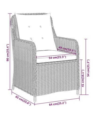 Ensemble de salle à manger de jardin 3 pcs Marron