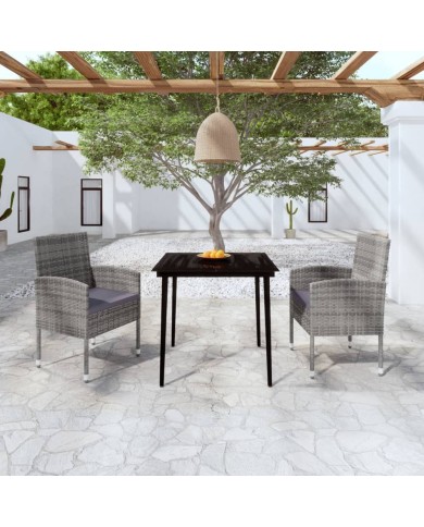 Ensemble de salle à manger de jardin 3 pcs Anthracite
