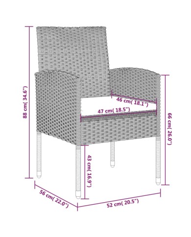 Ensemble de salle à manger de jardin 3 pcs Anthracite