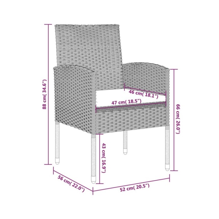 Ensemble de salle à manger de jardin 3 pcs Anthracite