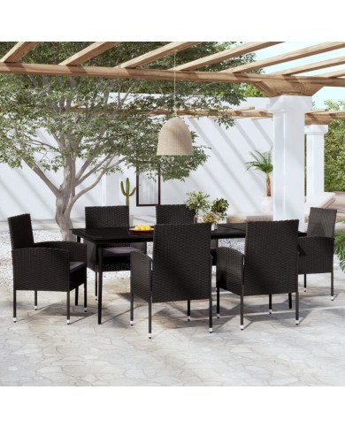 Ensemble de salle à manger de jardin 7 pcs Noir