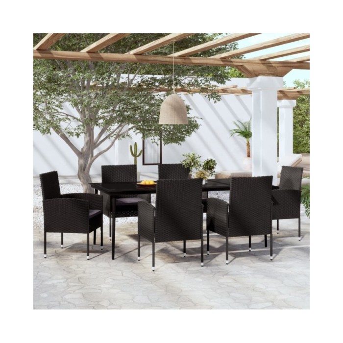 Ensemble de salle à manger de jardin 7 pcs Noir