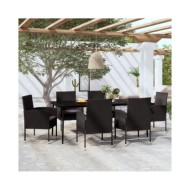 Ensemble de salle à manger de jardin 7 pcs Noir