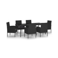 Ensemble de salle à manger de jardin 7 pcs Noir