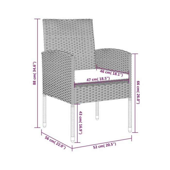 Ensemble de salle à manger de jardin 7 pcs Noir