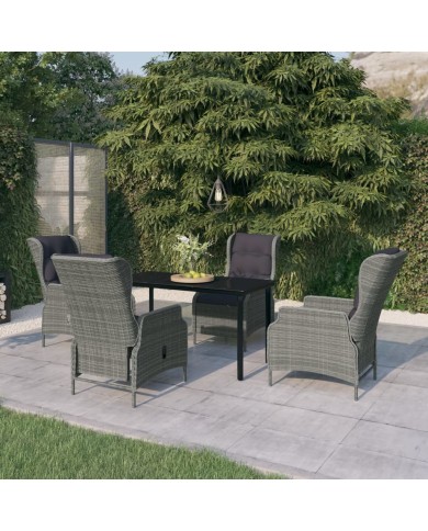 Ensemble de salle à manger de jardin 5 pcs Gris clair