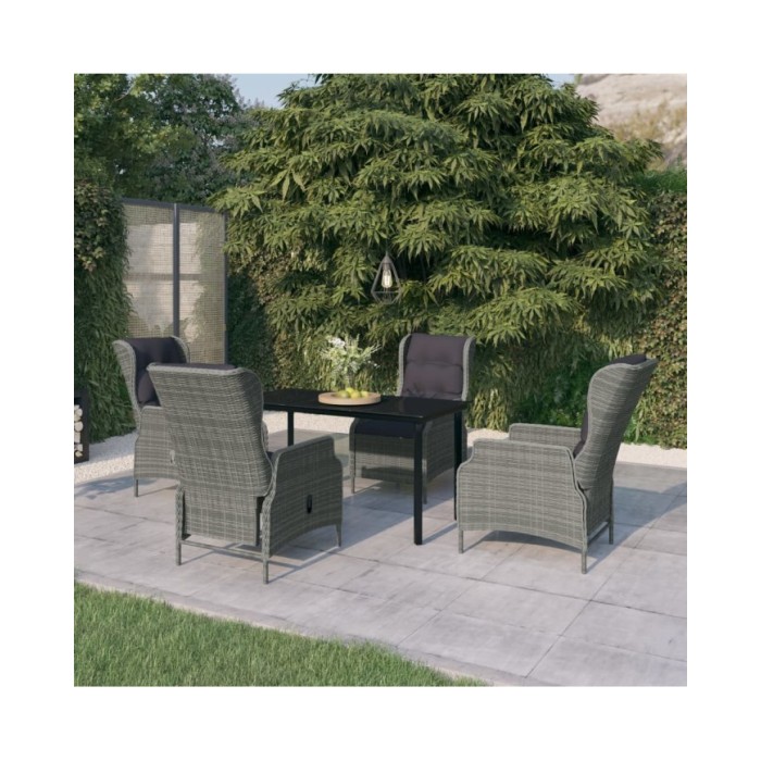Ensemble de salle à manger de jardin 5 pcs Gris clair