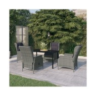 Ensemble de salle à manger de jardin 5 pcs Gris clair