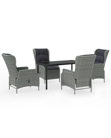 Ensemble de salle à manger de jardin 5 pcs Gris clair