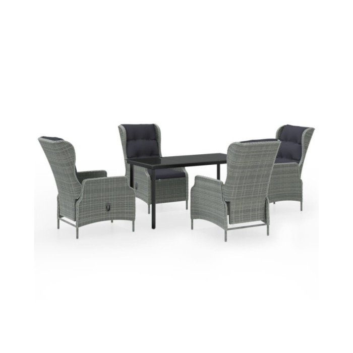Ensemble de salle à manger de jardin 5 pcs Gris clair