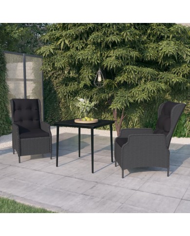 Ensemble de salle à manger de jardin 3 pcs Gris foncé