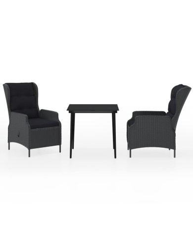 Ensemble de salle à manger de jardin 3 pcs Gris foncé