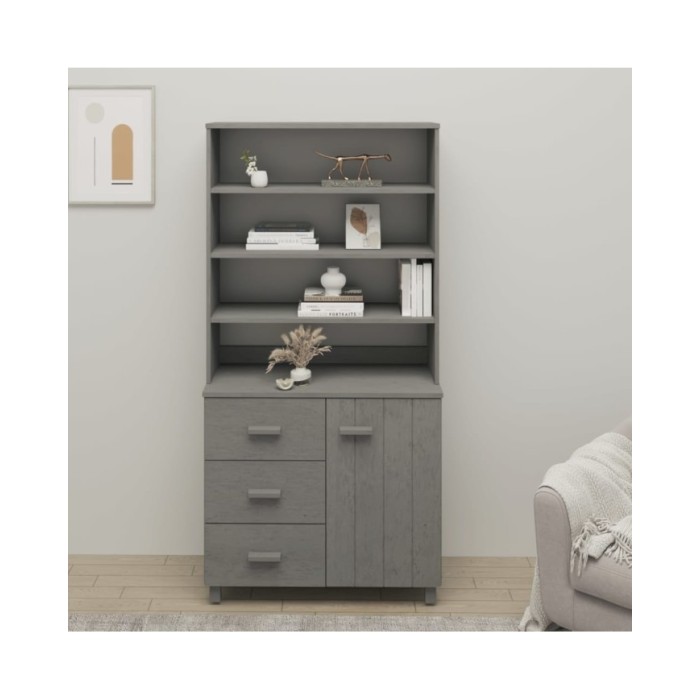 Buffet Bois massif de pin Gris clair