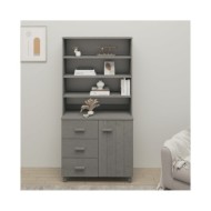 Buffet Bois massif de pin Gris clair