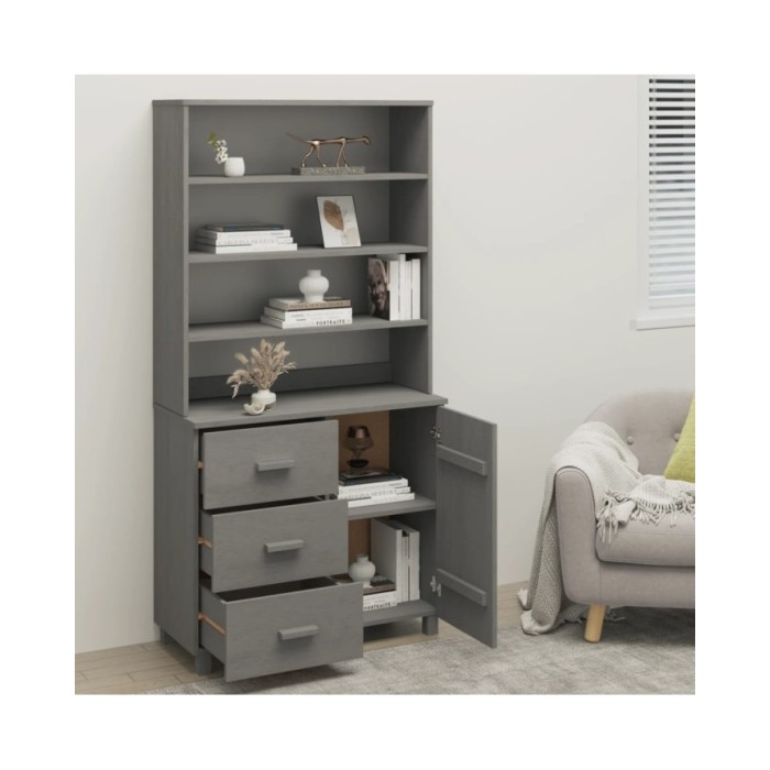 Buffet Bois massif de pin Gris clair