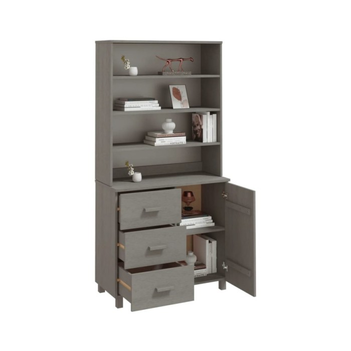 Buffet Bois massif de pin Gris clair