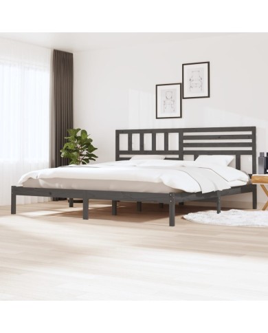 Cadre de lit Gris Bois de pin massif 200x200 cm