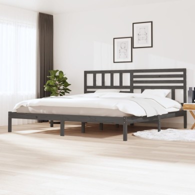 Cadre de lit Gris Bois de pin massif 200x200 cm