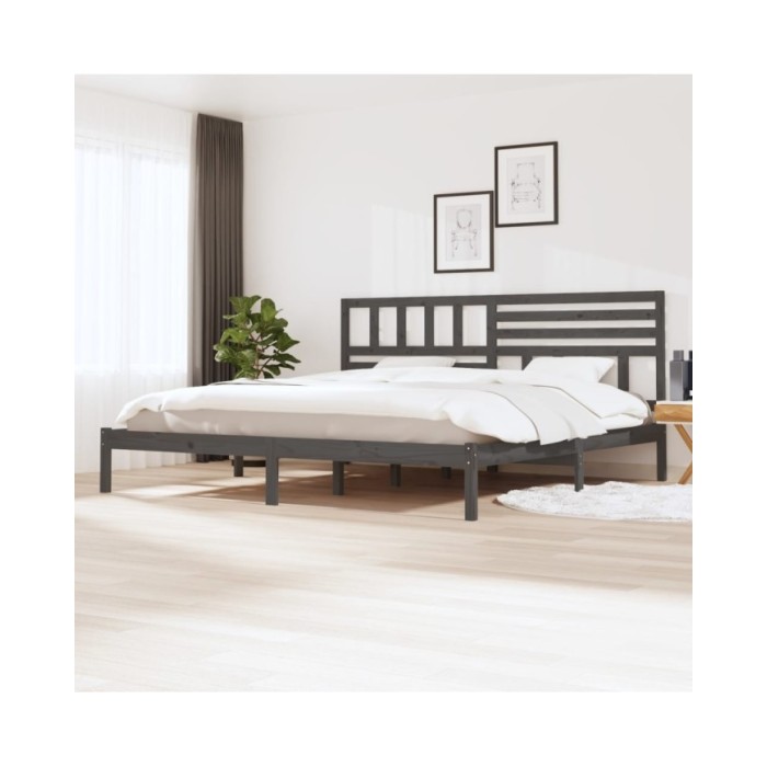 Cadre de lit Gris Bois de pin massif 200x200 cm