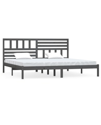 Cadre de lit Gris Bois de pin massif 200x200 cm