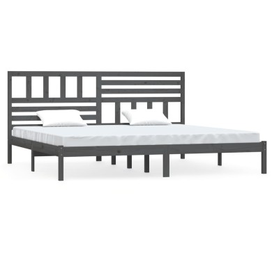Cadre de lit Gris Bois de pin massif 200x200 cm