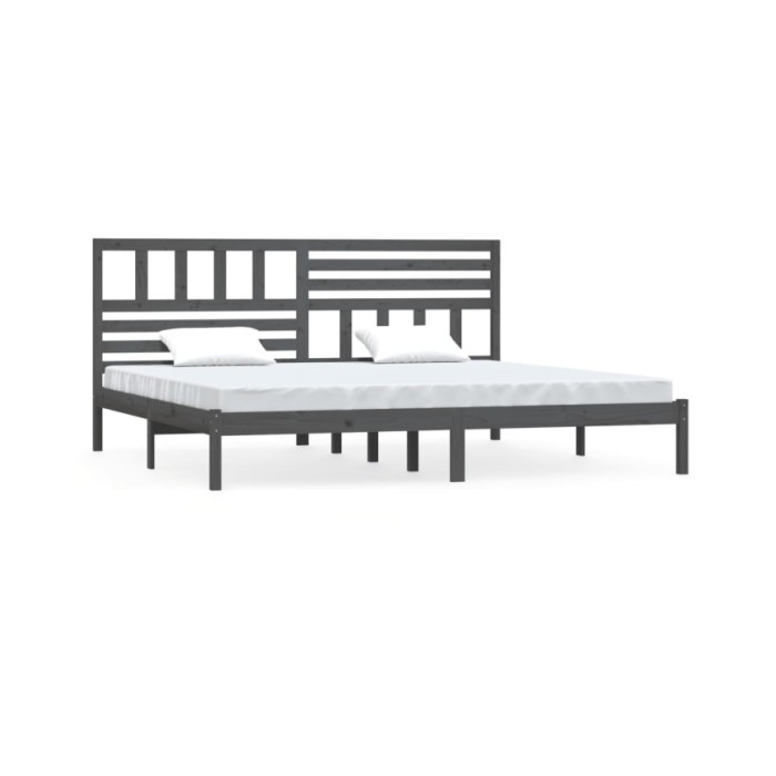 Cadre de lit Gris Bois de pin massif 200x200 cm