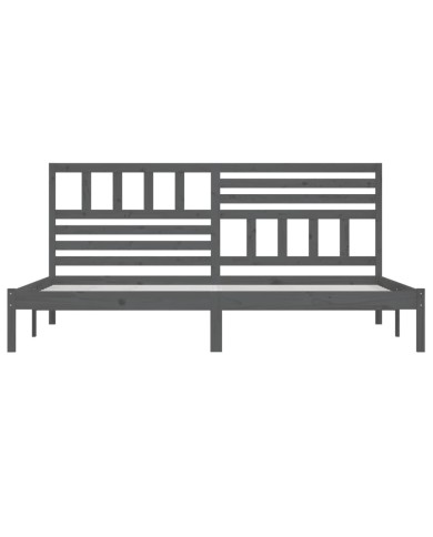 Cadre de lit Gris Bois de pin massif 200x200 cm