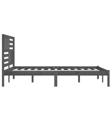 Cadre de lit Gris Bois de pin massif 200x200 cm