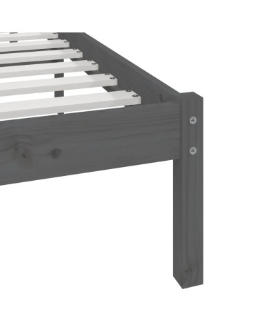 Cadre de lit Gris Bois de pin massif 200x200 cm