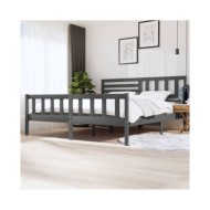 Cadre de lit Gris Bois massif 200x200 cm