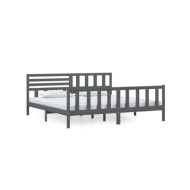 Cadre de lit Gris Bois massif 200x200 cm